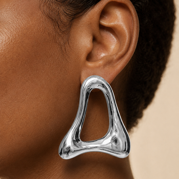 Bold Metal Abstract Open Geometric Statement Earrings
