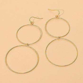 Double Metal Wire Circle Link Drop Earrings