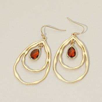 Teardrop Layered Double Hoop Drop Earrings
