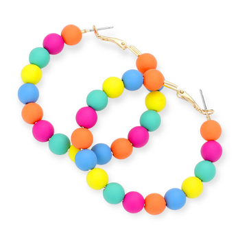 Colored Ball Cluster Hoop Earrings