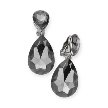 Crystal Teardrop Clip on Evening Earrings