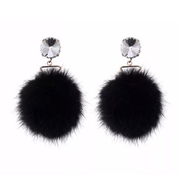 RHINESTONE POM POM EARRINGS