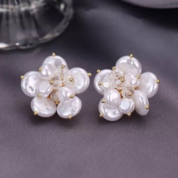 EXQUISITE BAROQUE PEARLS STUD EARRINGS