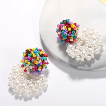 BOHEMIAN HANDMADE ACRYLIC BEADED EARRINGS