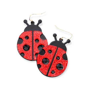 Bling Resin Ladybug Dangle Earrings