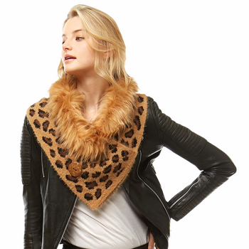 LEOPARD FAUX FUR AND BOTTONS CHENILLE TUBE
