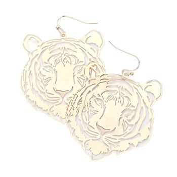 Tiger Open Metal Dangle Earrings