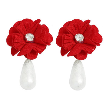 Flower And Pearl Drop Earrings