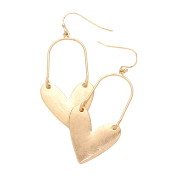 Metal Heart Accented Dangle Earrings