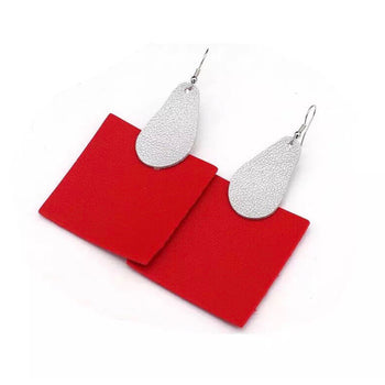 HANDMADE PU LEATHER SQUARE EARRINGS