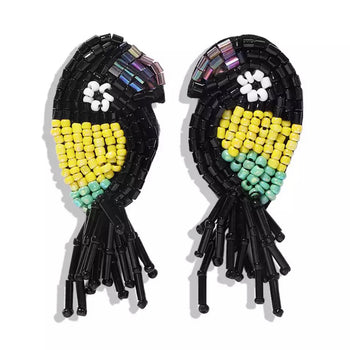 HANDMADE BEADED BIRD EARRINGS