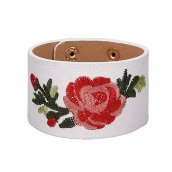 EMBROIDERY FLOWER LEATHER BRACELET