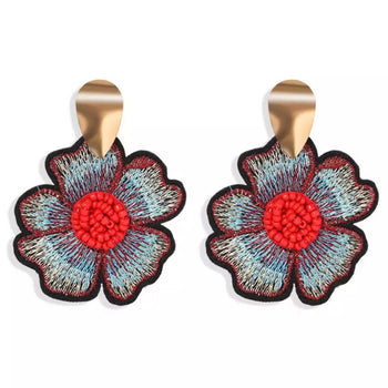 ETHNIC FLOWER DANGLE EARRINGS