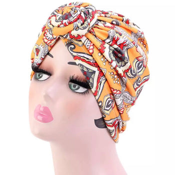 AFRICAN PATTERN PRE-KNOTTED TURBAN
