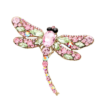 Crystal Rhinestone Dragonfly Brooch