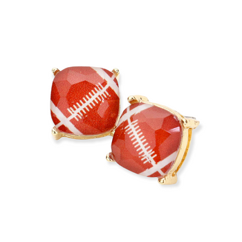 Football Printed Square Stud Earrings