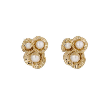 PEARL FLOWER STUD EARRINGS