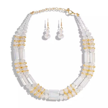 HANDMADE BEADED NECKLACE AND EARRINGS SET