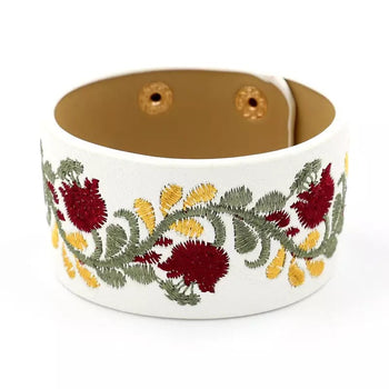 EMBROIDERY FLOWER LEATHER BRACELET