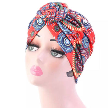 AFRICAN PATTERN PRE-KNOTTED TURBAN